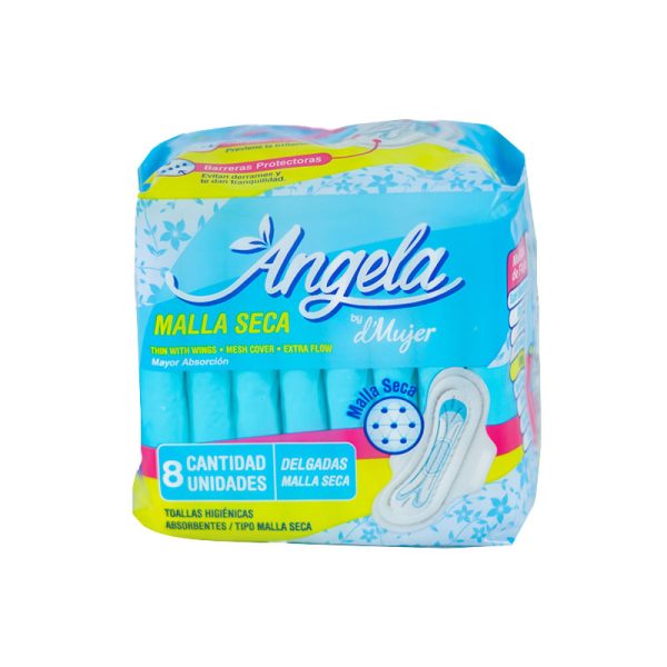 TOALLA  HIGIENICA ANGELA DELGADA MALLA X8 UNDS