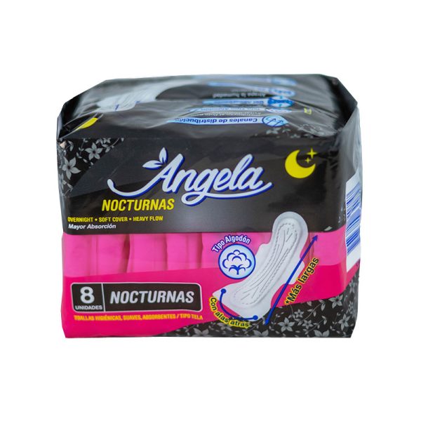 TOALLA  HIGIENICA ANGELA NOCTURNA 4 ALAS  8 UNDS