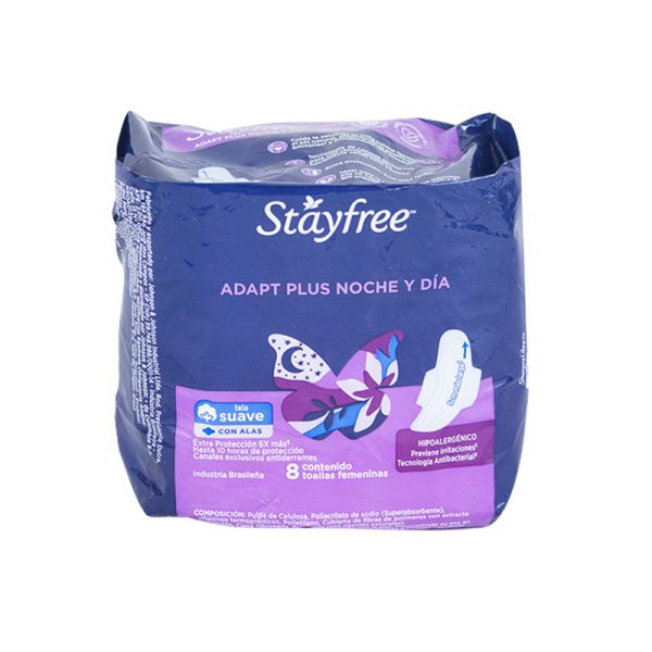 STAYFREE ADAPTA PLUS NOCHE Y DIA ALAS  8 UNIDADES