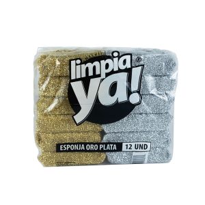 PAQUETE DE ESPONJA LIMPIAYA ORO/PLATA 12 UND