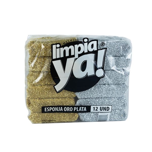 PAQUETE DE ESPONJA LIMPIAYA ORO/PLATA 12 UND